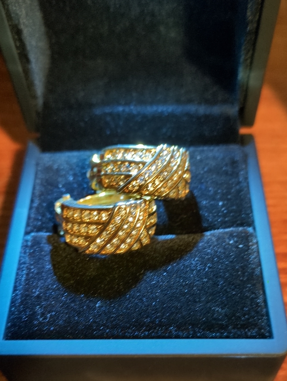 Gold Swarovski Crystal Huggie Earrings - Women's Jewelry